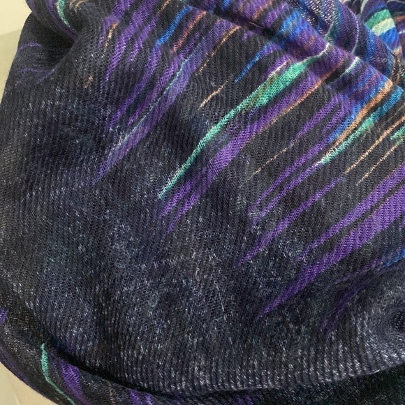 Multicolor Colorful Blue Black Stripe Bohemian Infinity Scarf - Picture 9 of 14